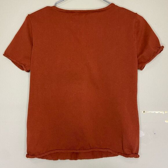 J. Jill Terracotta/Orange Scoop-Neck Rolled Hem T-Shirt Size Small Petite - Picture 6 of 6
